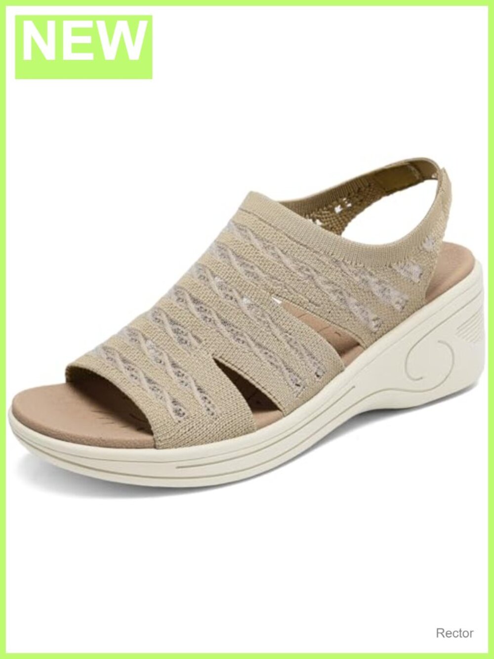 Womens Wedge Sandals Open Toe Elastic Ankle Strap Mesh Cushioned Comfort Summer